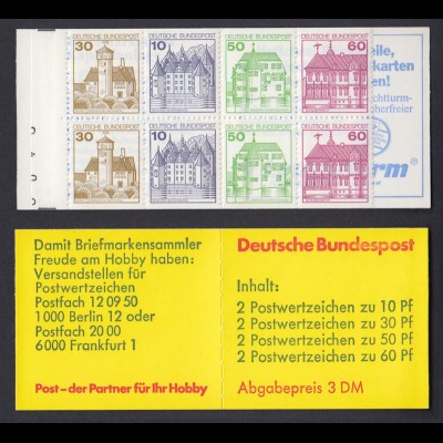 Bund Markenheftchen 23c RZ 4 mit Plf. 1028 II Burgen + Schlösser 1982 **