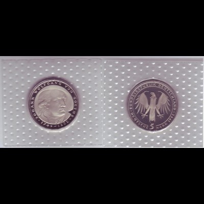 Münze 5 DM 1982 D Johann Wolfgang v. Goethe polierte Platte /35