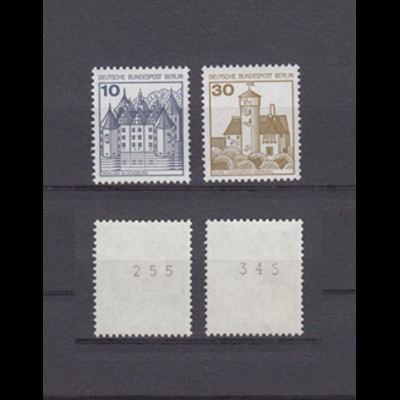 Berlin 532 II + 534 II Letterset RM mit ungera. Nr. Burgen+Schlösser 10+30 Pf **