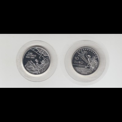 Silbermünze 10 Euro stempelglanz 2008 Carl Spitzweg 