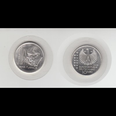Silbermünze 10 Euro stempelglanz 2008 Max Planck 