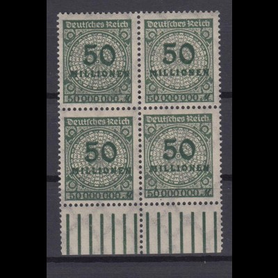 Deutsches Reich 321 AW mit Unterrand 4er Block Ziffern 50 Mio M postfrisch 