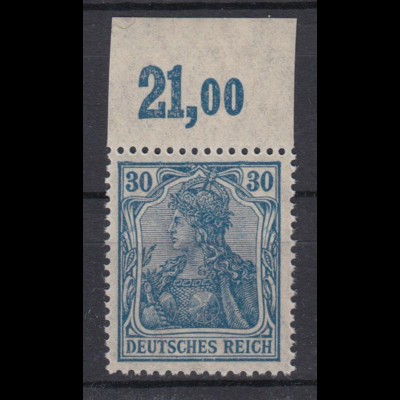 Deutsches Reich 144 II mit Oberrand Germania 30 Pf postfrisch