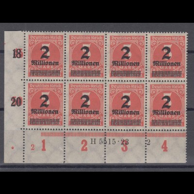 Deutsches Reich 312 A Eckrand mit PL.Nr. 1 + HAN 8er Bock 2 Mio auf 5000 M ** /3