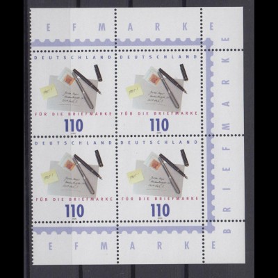 Bund 2148 Eckrand rechts 4er Block Für die Briefmarke 110 Pf postfrisch