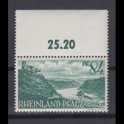 Französische Zone Rheinland Pfalz 14 Einzelmarke mit Oberrand 84 Pf postfrisch