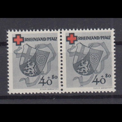 Französische Zone Rheinland Pfalz 45AI Plf. im Paar Dt. Rotes Kreuz 40+80 Pf **