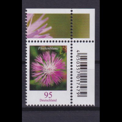 Bund 3470 EAN-Code Eckrand rechts oben Flockenblume 95 C postfrisch