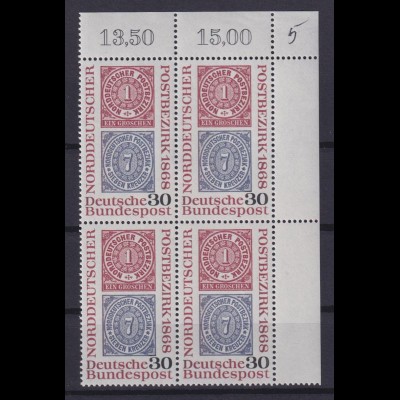 Bund 569 Eckrand rechts oben Gründung des Norddeutschen Postbezirks 30 Pf **
