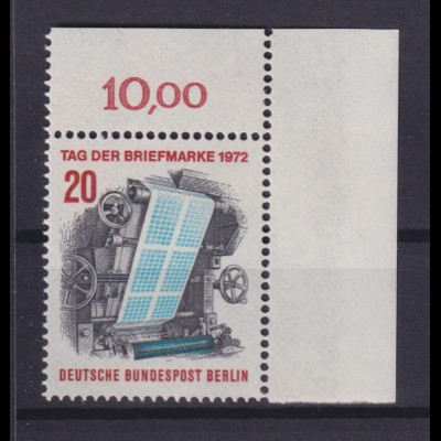 Berlin 439 Eckrand rechts oben Tag der Briefmarke 20 Pf postfrisch