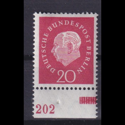 Berlin 184 v geriffelt mit Unterrand Theodor Heuss 20 Pf postfrisch /1