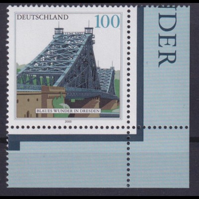 Bund 2109 Eckrand rechts unten Elbbrücke Blaues Wunder Dresden 100 Pf postfrisch
