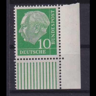 Bund 183 y Eckrand rechts unten Theodor Heuss 10 Pf postfrisch 