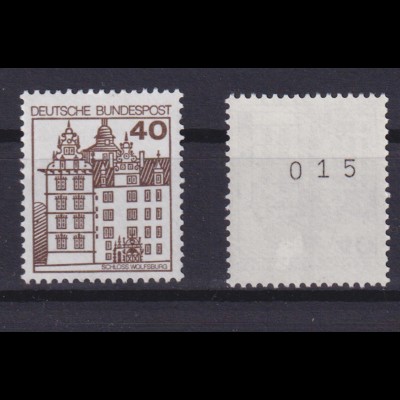 Bund 1037 RM ungerade Nr. Burgen+Schlösser 40 Pf postfrisch alte Fluoreszenz