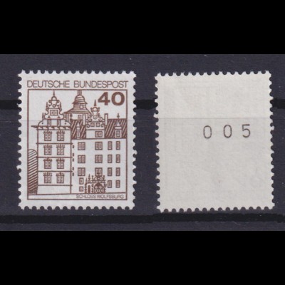 Bund 1037 RM mit Nr. 005 Burgen+Schlösser 40 Pf postfrisch alte Fluoreszenz