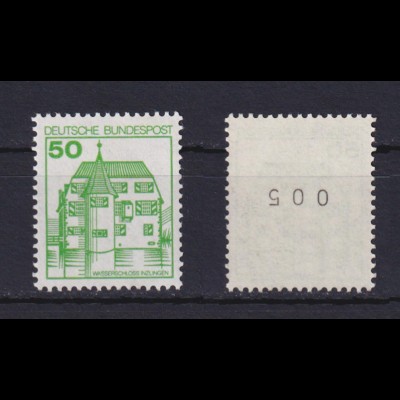 Bund 1038 RM mit Nr. 005 Burgen+Schlösser 50 Pf postfrisch neue Fluoreszenz