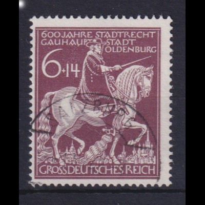 Deutsches Reich 907 VI Plf. Verleihung Stadtrechte Oldenburg 6+14 Pf gestempelt