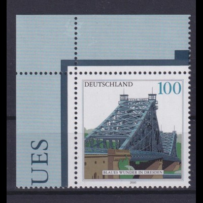 Bund 2109 Eckrand links oben Elbbrücke Blaues Wunder Dresden 100 Pf postfrisch