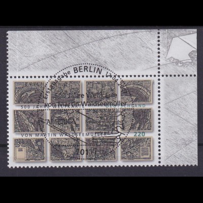 Bund 2598 Eckrand rechts oben Weltkarte v. M. Waldseemüller 55 C ESST Berlin