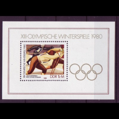 DDR Block 57 XIII. Olympische Winterspiele 1980 1 M postfrisch