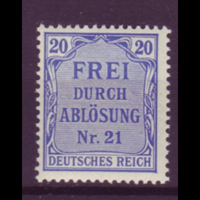 Deutsches Reich Dienst D 5 Einzelmarke 20 Pf postfrisch 