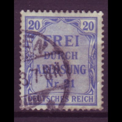Deutsches Reich Dienst D 5 Einzelmarke 20 Pf gestempelt /3