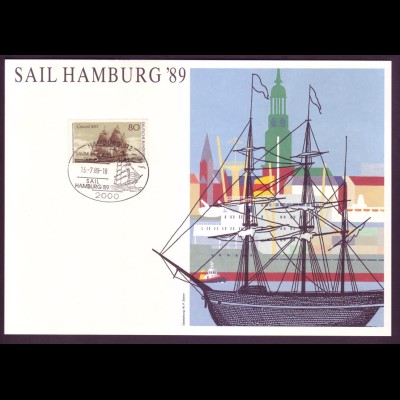 Bund 1180 Sonderblatt Sail Hamburg `89 