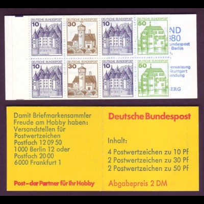 Bund Markenheftchen 22 I c Burgen + Schlösser 1980 postfrisch 