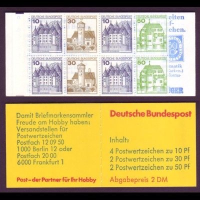 Bund Markenheftchen 22 I g Burgen + Schlösser 1980 postfrisch 