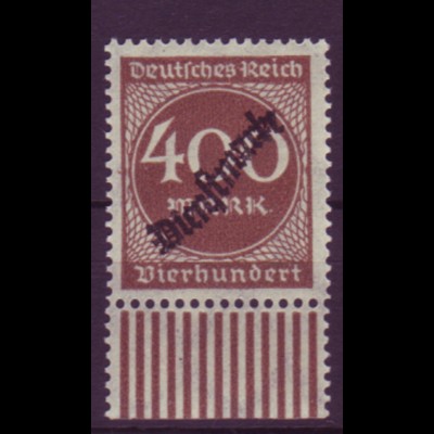 Deutsches Reich Dienst D 80 mit Unterrand 400 M postfrisch