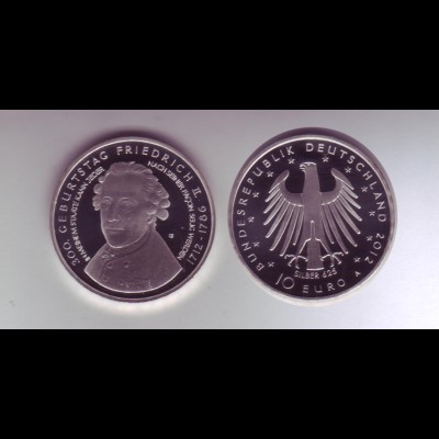 Silbermünze 10 Euro spiegelglanz 2012 Friedrich II. 