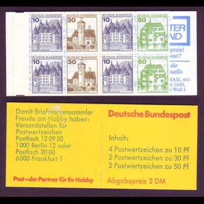 Bund Markenheftchen 22 I k Burgen + Schlösser 1980 postfrisch 