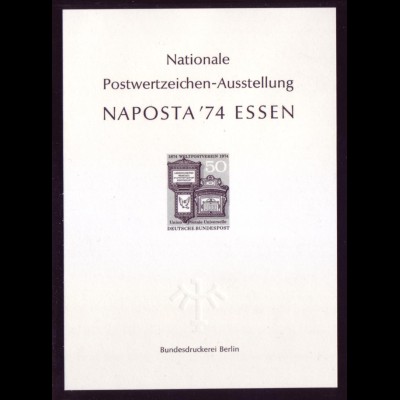 Bund Schwarzdruck 825 Naposta `74 Essen Weltpostverein 