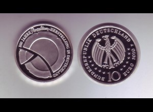 Silbermünze 10 Euro spiegelglanz 2010 300 J. Porzellanherstellung Deutschland 