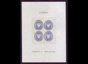Vignette offizieller Neudruck 1978 Lübeck Nr. 11 Hansa 4er Block
