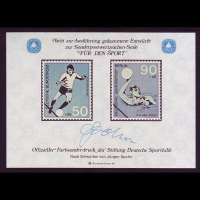 offizieller Farbsonderdruck Sporthilfe (15) Briefmarkenmesse Essen 1980