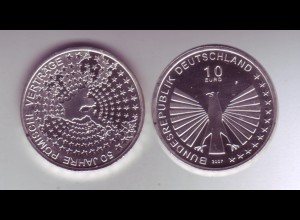 Silbermünze 10 Euro stempelglanz 2007 50 Jahre Römische Verträge 