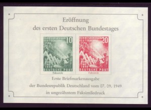 Vignette Faksimiledruck ungezähnt Eröffnung 1. Deutschen Bundestages 07.09.1949