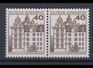 Bund 1037 waagerechtes Paar Burgen+Schlösser 40 Pf postfrisch