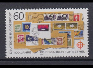 Bund 1395 I mit Plattenfehler Briefmarken für Bethel 60 Pf postfrisch