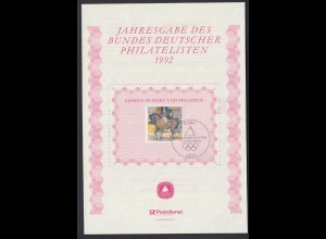 Bund 1594 Jahresgabe BDPH Olympische Winterspiele Albertville 1992 ESST