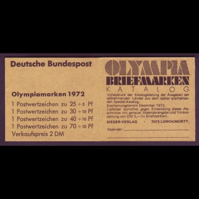 Bund Markenheftchen 17 Olympische Sommerspiele 1972 postfrisch 