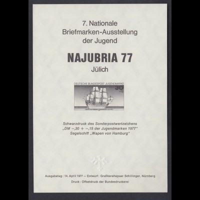 Bund Schwarzdruck 929 Najubria 77 Jülich Wappen von Hamburg