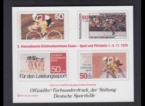 offizieller Farbsonderdruck Sporthilfe (9) Briefmarkenmesse Essen 1978 