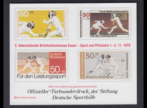offizieller Farbsonderdruck Sporthilfe (10) Briefmarkenmesse Essen 1978 