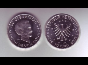 Silbermünze 10 Euro stempelglanz 2009 Marion Gräfin Dönhoff 