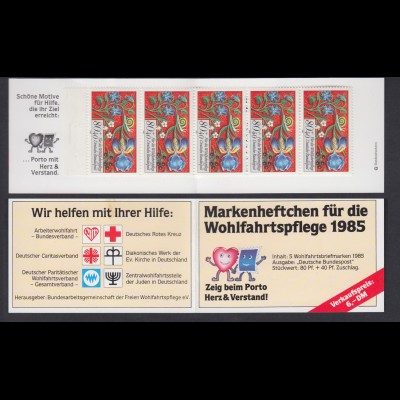 Bund Wolhfahrt BAG Markenheftchen 5x 1261 80+ 40 Pf 1985 postfrisch 