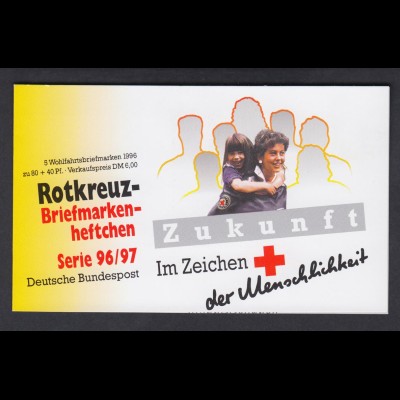 Bund Rotes Kreuz Wohlfahrt Markenheftchen 5x 1884 80+ 40 Pf 1996/97 postfrisch