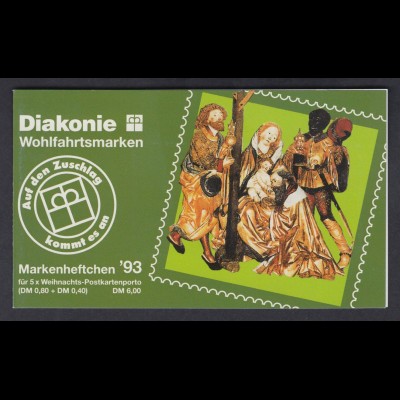 Bund Diakonie Weihnachten Markenheftchen 5x 1708 100+ 50 Pf 1993 postfrisch