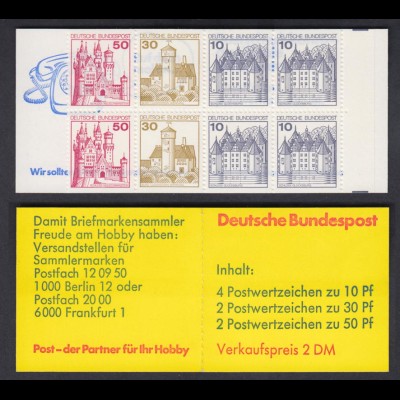Bund Markenheftchen 21a I Burgen + Schlösser 1977 ** enge Deckel Perforation